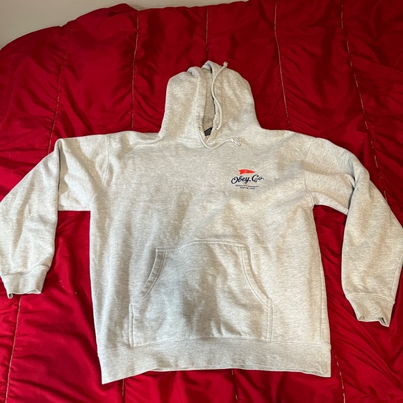 OBEY Large Grey Hoodie Pullover - Picture 6 of 13